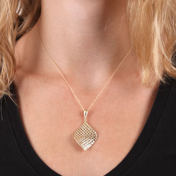 Toscano Mesh Fan Drop Pendant 14K