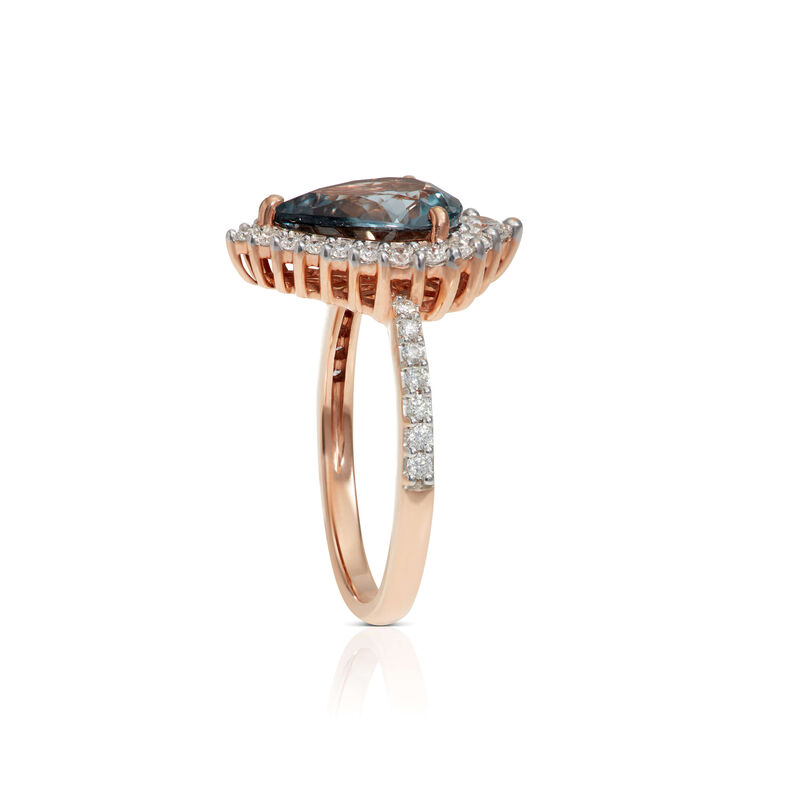 Rose Gold Pear Gray Spinel & Diamond Ring 14K image number 1