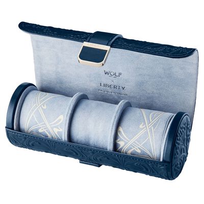WOLF X LIBERTY All Over Ianthe Triple Watch Roll - Navy