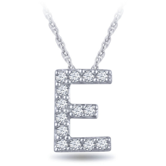 Diamond Initial Pendant 14K Letter 'E'