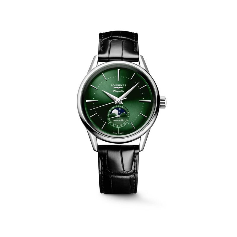 Longines Flagship Heritage Moonphase Green Dial Watch, 38.5mm image number 0