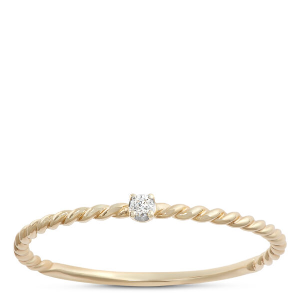 Round Diamond Promise Ring, 14K Yellow and White Gold