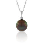 Cultured South Sea Tahitian Pearl & Diamond Necklace 14K