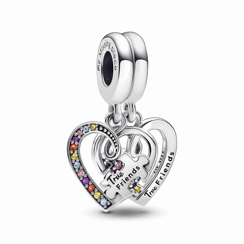 Pandora Puzzle Piece Hearts Splittable Friendship Dangle Charm image number 0