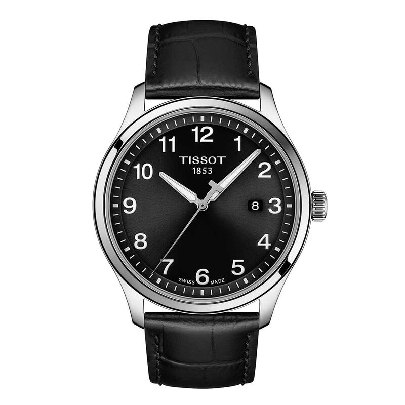 Tissot Gent XL Classic Black Dial Leather Steel Watch, 42mm image number 0