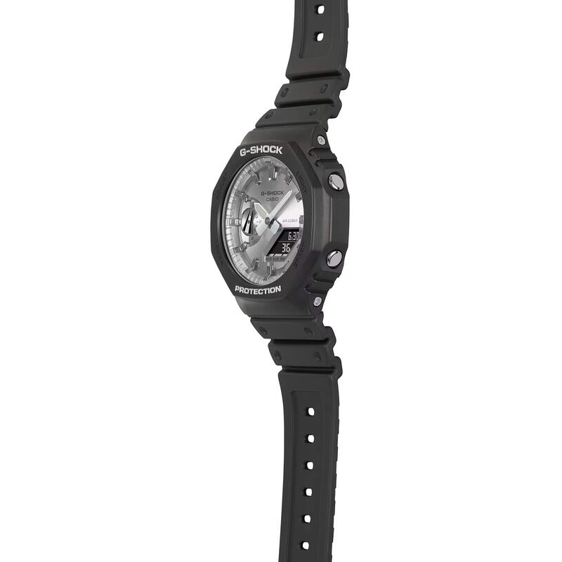 G-Shock 2100 Series Watch Silver-Tone Dial Black Resin Band, 48.5mm image number 3