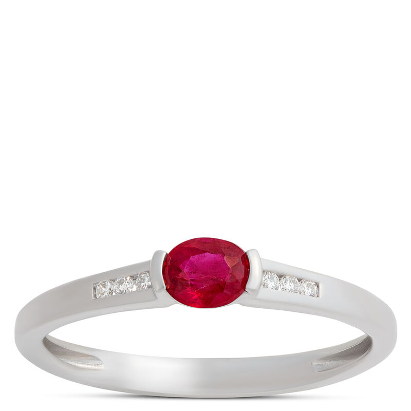 Oval Ruby and Diamond Ring, 14K White Gold image number 0