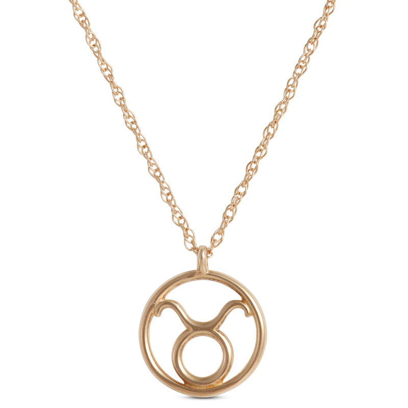 Taurus Zodiac Sign Pendant Necklace, 14K Yellow Gold image number 0