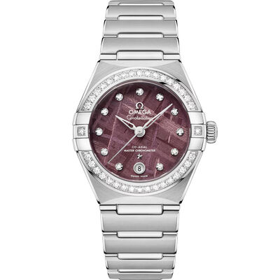OMEGA Constellation Steel on Steel Purple Dial Watch, 29mm