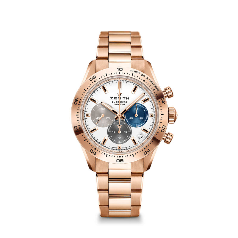 Zenith CHRONOMASTER Sport Watch White Dial Rose Gold Plated Steel Bracelet, 41mm image number 0