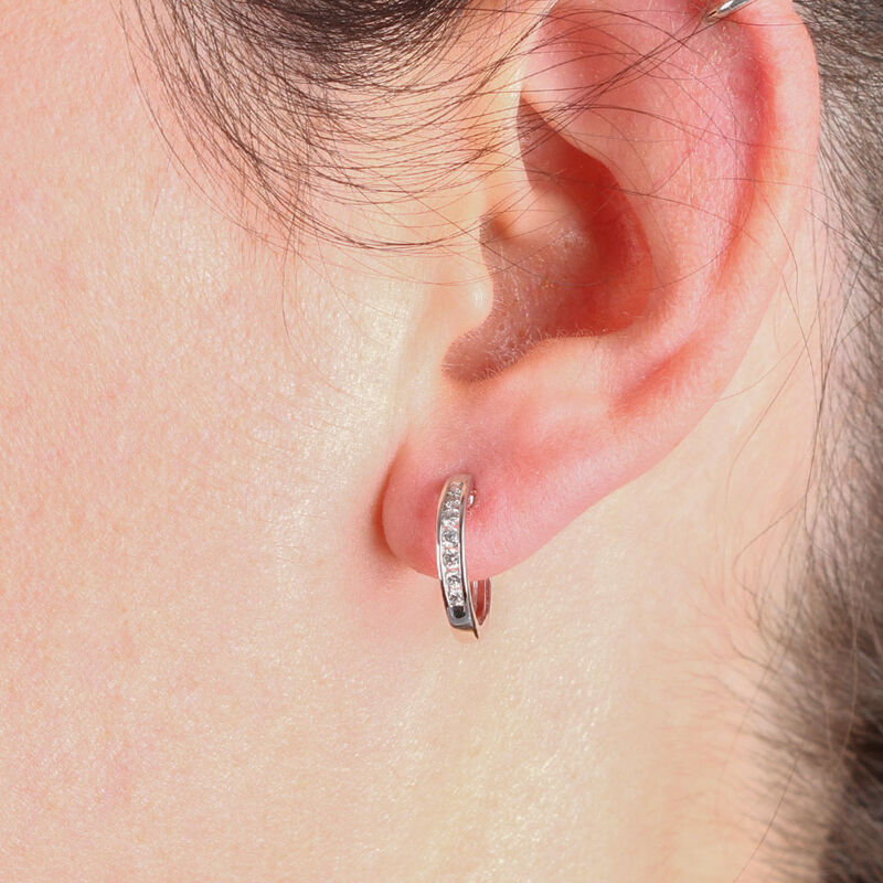 Diamond Hoop Earrings 14K, 1/4 ctw. image number 2