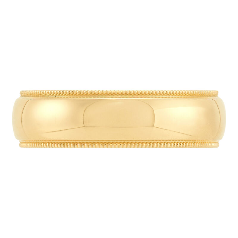 Yellow Gold Polished Milgrain Edge Comfort Fit 6mm Band 18K image number 2