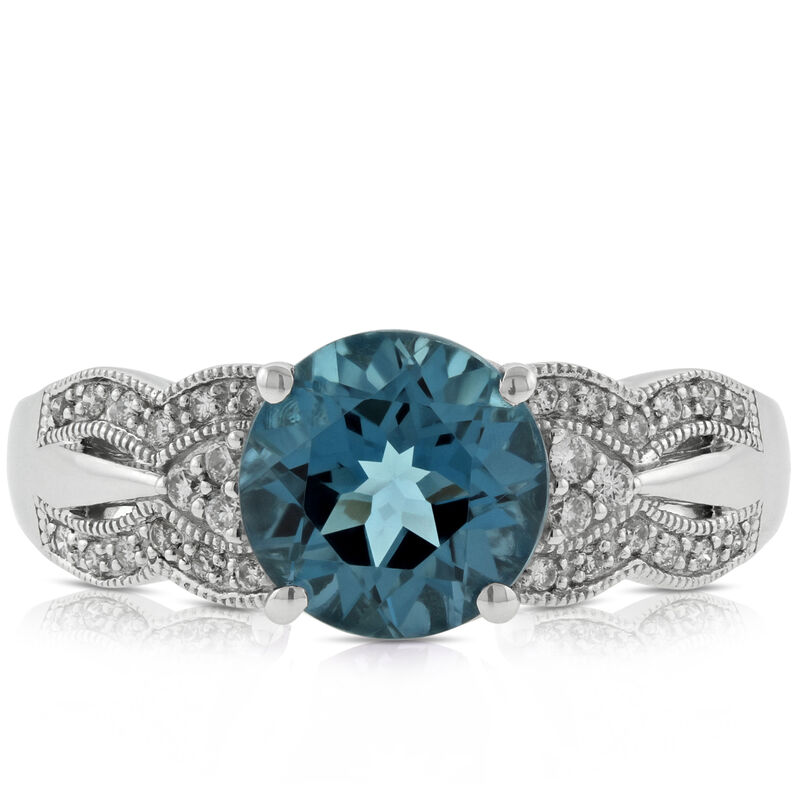 Blue Topaz & Diamond Ring 14K image number 1