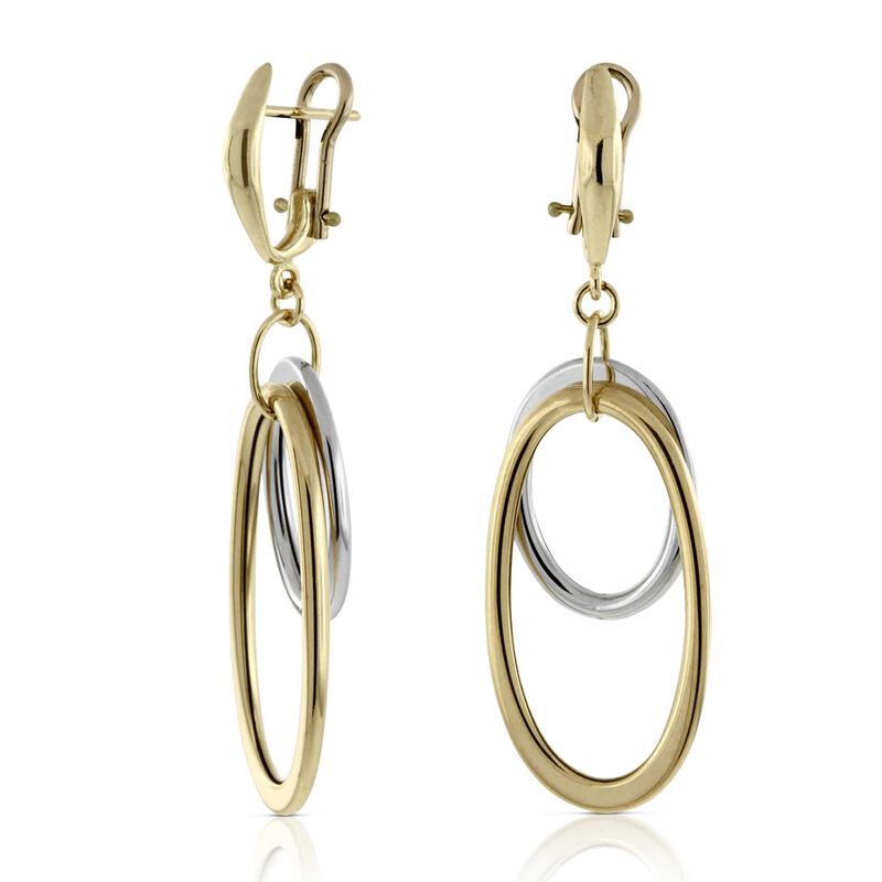 Toscano Two-Tone Oval Drop Earrings 14K image number 0