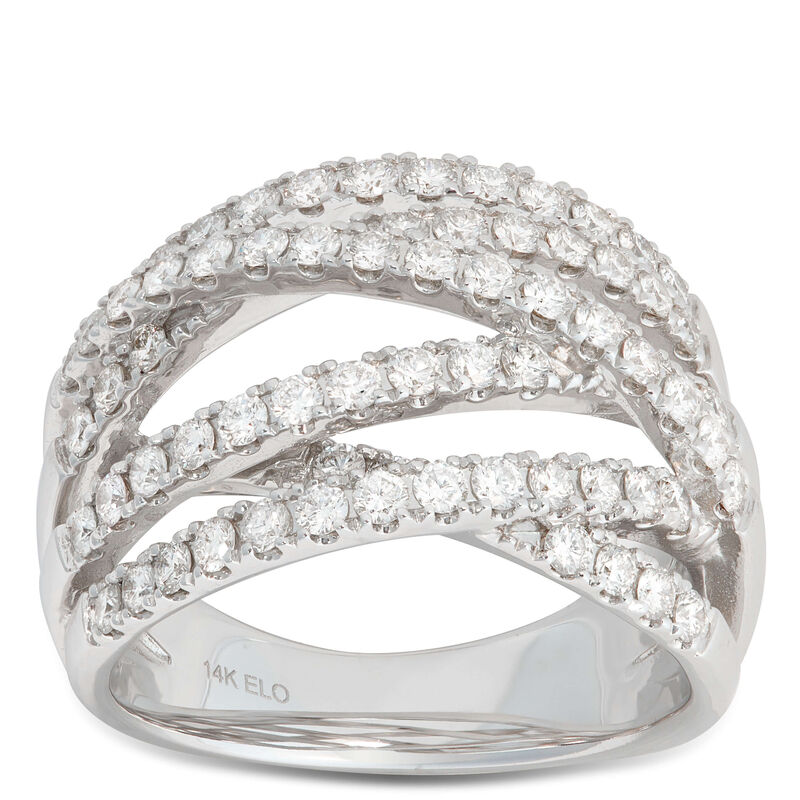 Crossover Diamond Ring, 14K White Gold image number 0