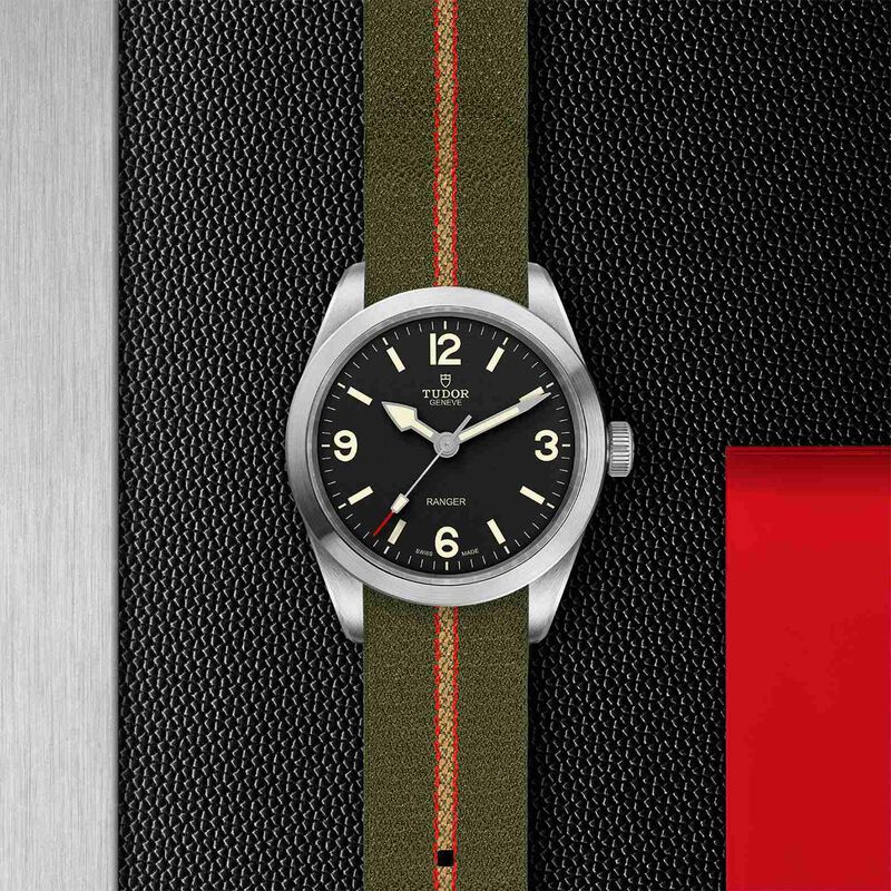 TUDOR Ranger Watch Black Dial Green Fabric Strap, 39mm image number 3