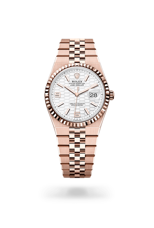 rolex land-dweller in 18 ct everose gold, m127235-0001 - ben bridge