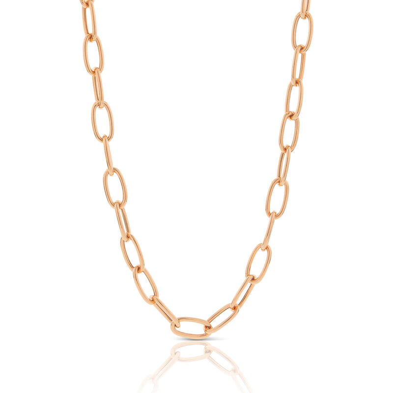 Rose Gold Toscano Oval Paperclip Chain Necklace 14K, 20" image number 0