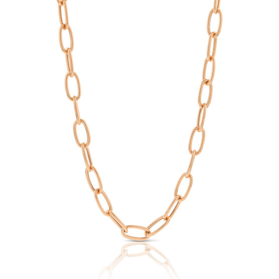 Rose Gold Toscano Oval Paperclip Chain Necklace 14K, 20"