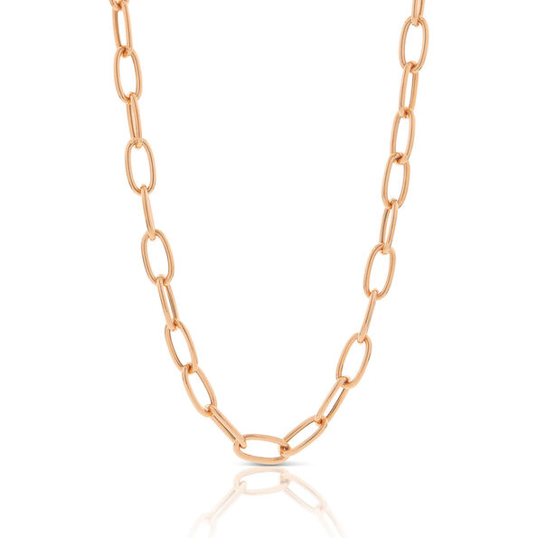 Rose Gold Toscano Oval Paperclip Chain Necklace 14K, 20"