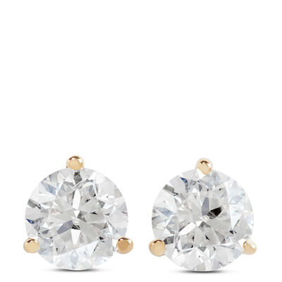 Classic Round Diamond Studs, 3/4 Carat Total Weight, in 14K Yellow Gold