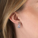 Rainbow Sapphire & Diamond Criss Cross Hoop Earrings 14K
