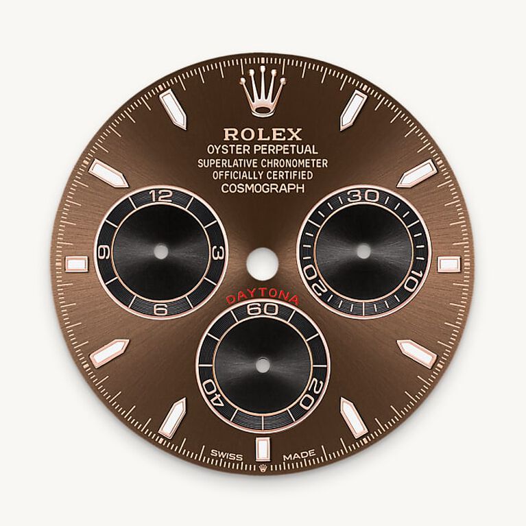 rolex cosmograph daytona in 18 ct everose gold, m126505-0005 - chocolate dial - ben bridge