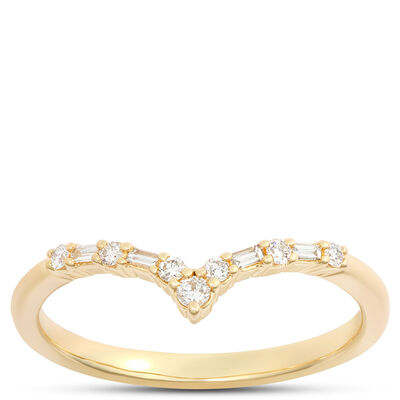 Contour Diamond Band, 1/10 Total Carat Weight, 14K Yellow Gold