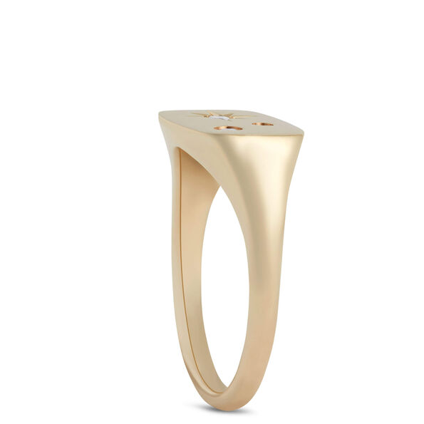 Ikuma Diamond Signet Pinky Ring Size 4.5, 14K Yellow Gold