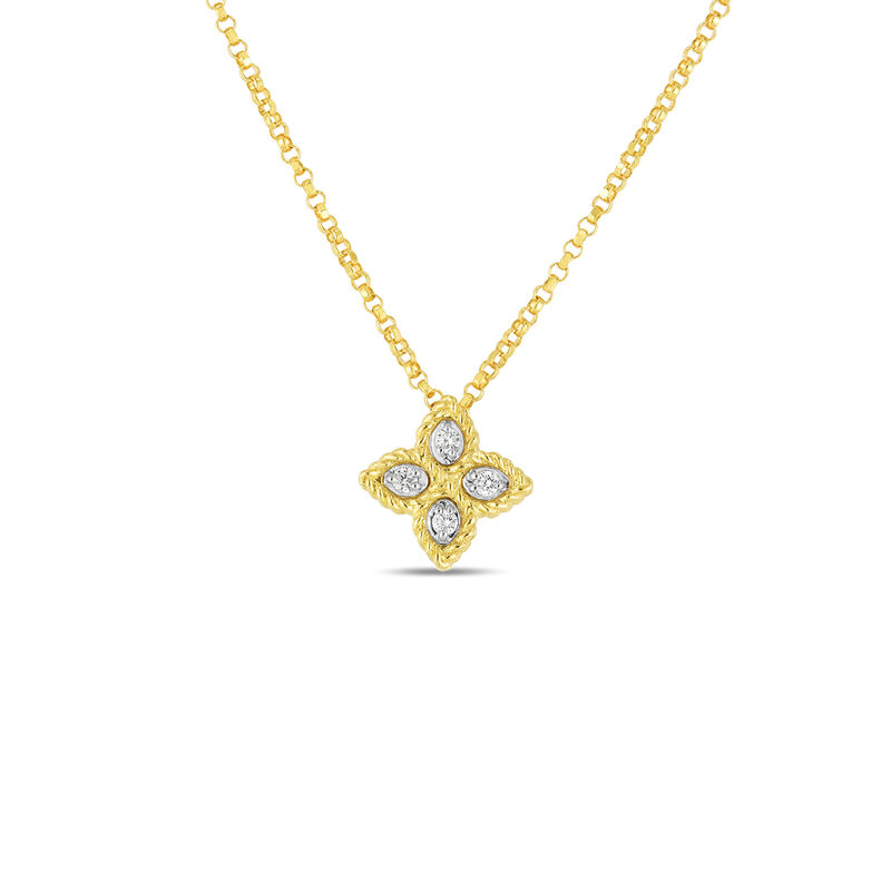 Roberto Coin 18K Yellow Gold Princess Flower Small Diamond Necklace image number 0