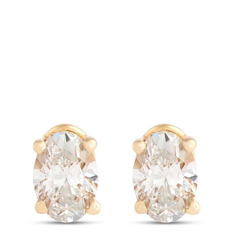 Oval Diamond Studs, &frac12; Carat Total Weight, 14K Yellow Gold image number 0