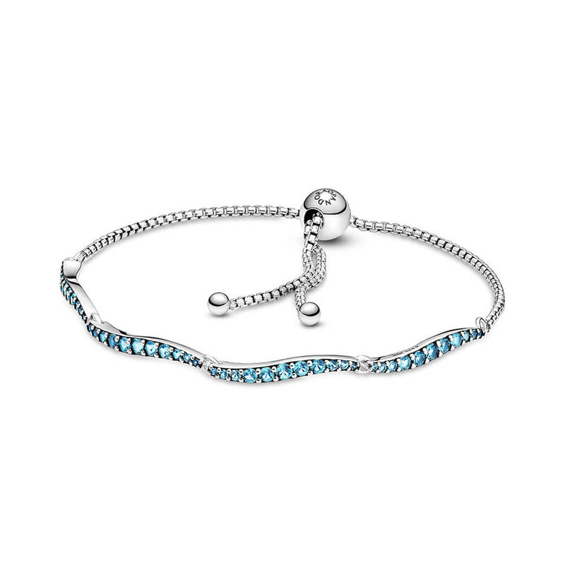 Pandora Blue Wavy Crystal Slider Bracelet image number 0