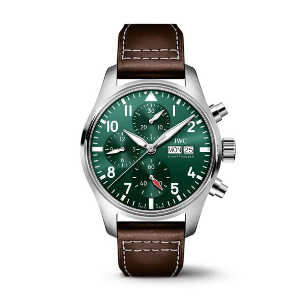 IWC Pilot's Watch 41 Green Dial Leather Chronograph, 41mm