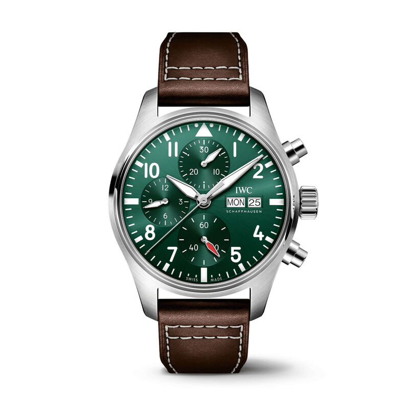 IWC Pilot's Watch 41 Green Dial Leather Chronograph, 41mm image number 0
