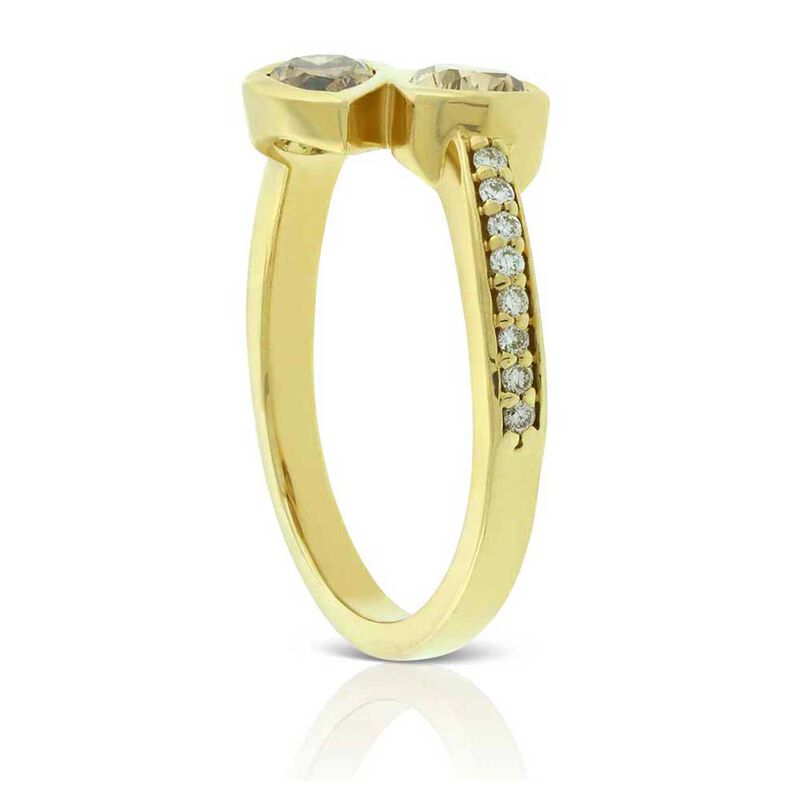 Brown & White Diamond Bypass Ring 14K image number 1