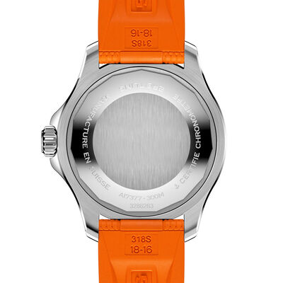 Breitling Superocean Automatic 36 Watch Steel Case Orange Dial Orange Strap, 36mm