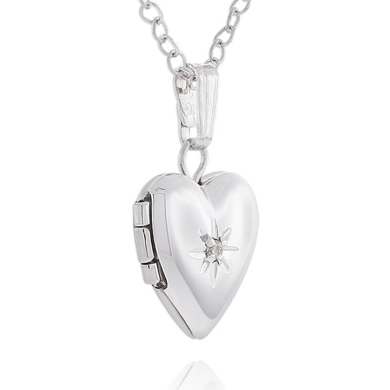 Baby Heart Diamond Locket in Sterling Silver image number 3
