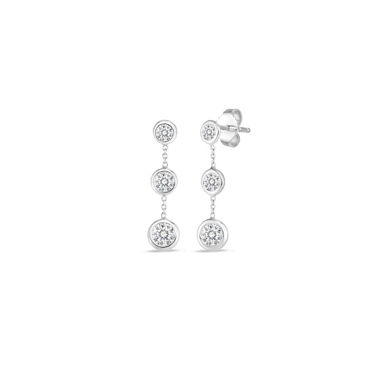 Roberto Coin 18K White Gold Tiny Treasures Three Bezel Dangle Earrings image number 0