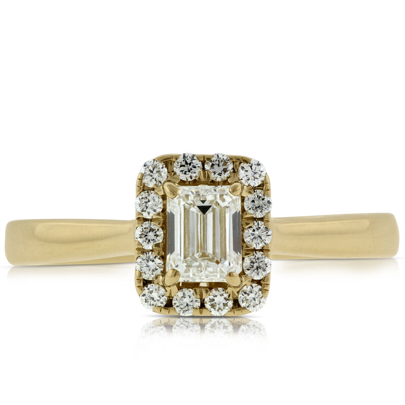 Emerald Cut Halo Ring 14K image number 1