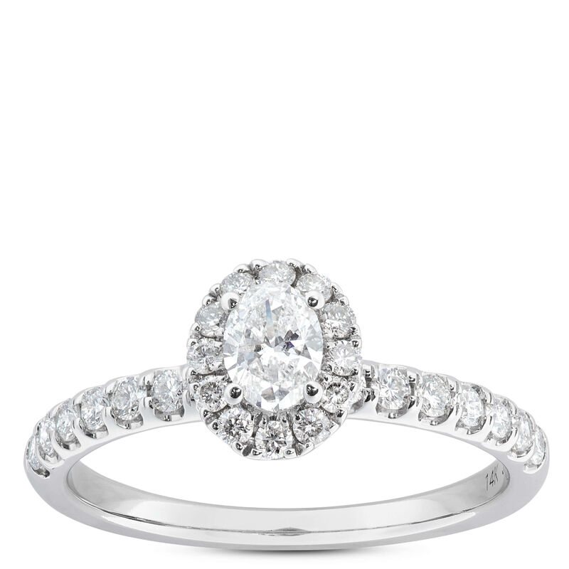 Fancy Cut Diamond Halo Bridal Set, 14K White Gold image number 1