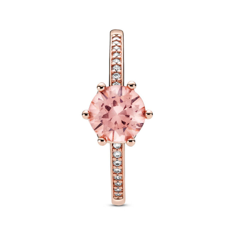 Pandora Pink Sparkling Crown Solitaire Crystal & CZ Ring image number 1