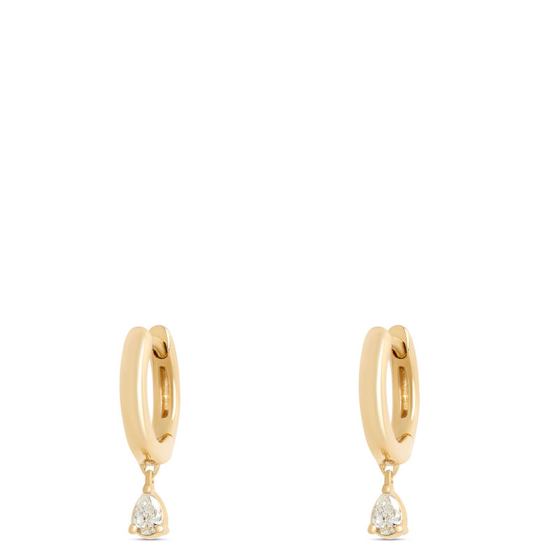 12.5MM Pear Shaped Diamond Hoops, 14K Yellow Gold image number 0
