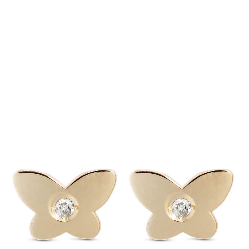 Baby Butterfly Shaped Earrings, 14K Yellow Gold image number 0