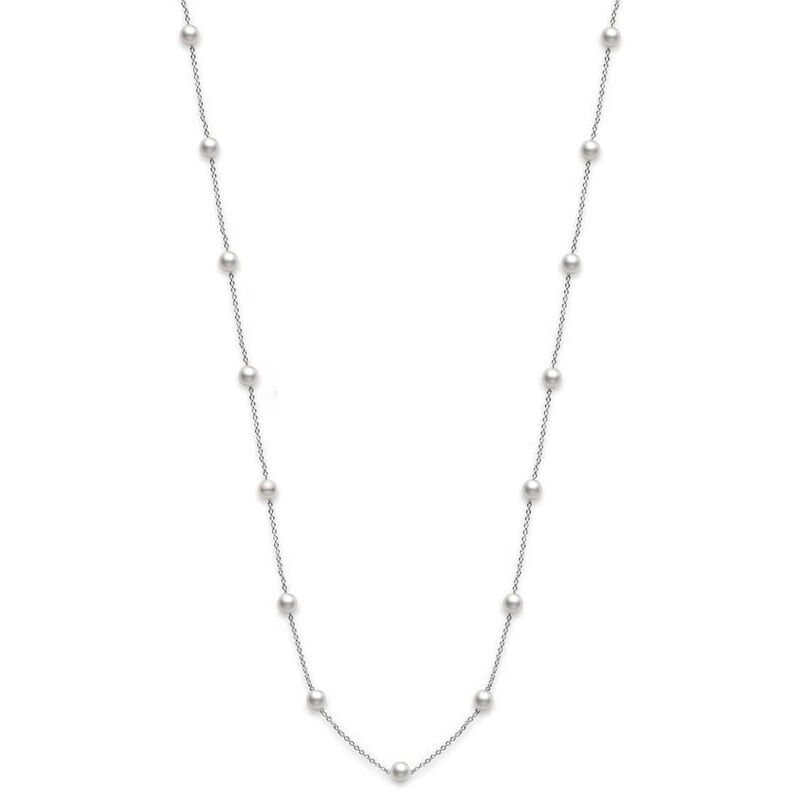 Mikimoto A+ Akoya Cultured Pearl Station Necklace 18K image number 2