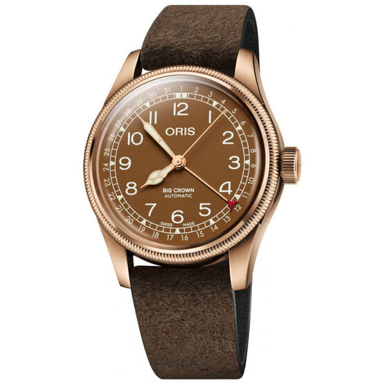 Oris Big Crown Pointer Brown Leather Bronze Date Watch, 40mm