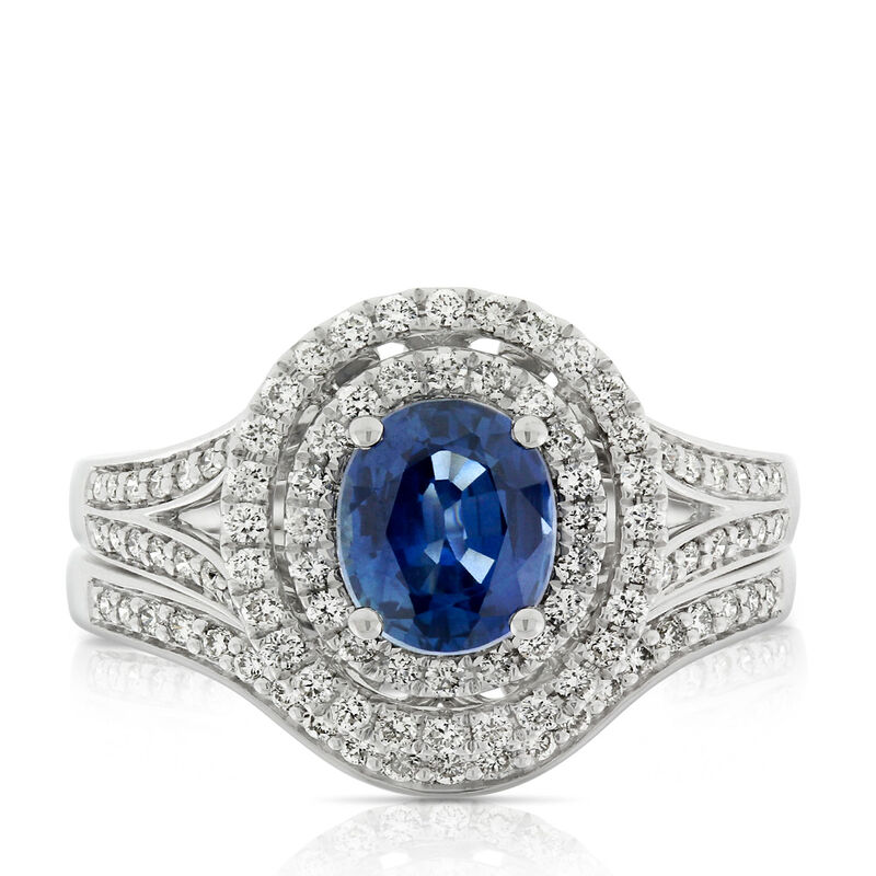 Sapphire & Diamond Bridal Set 14K image number 1