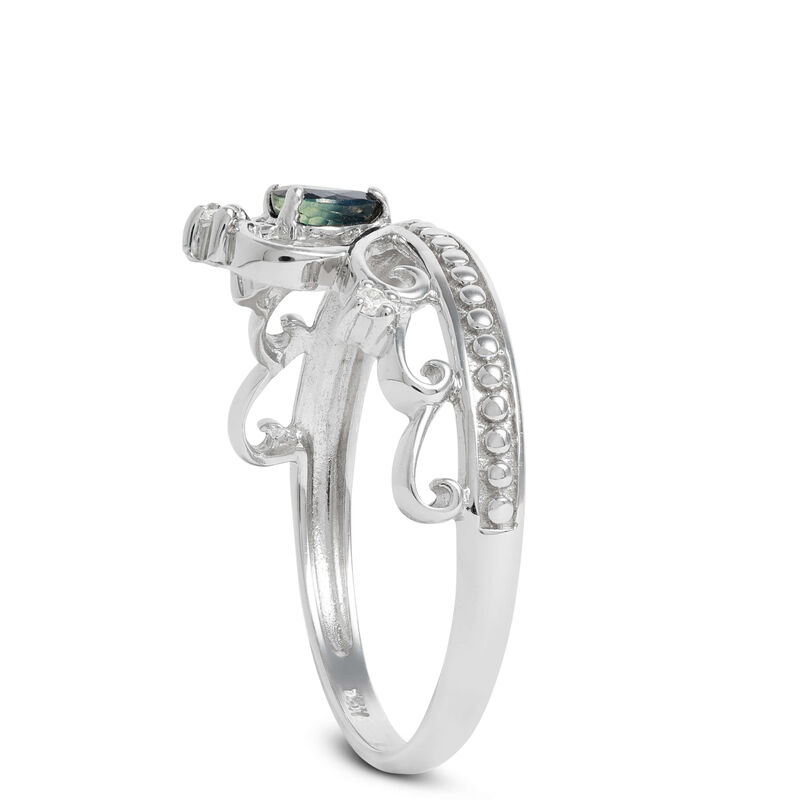 Sapphire & Diamond Crown Ring 14K image number 1