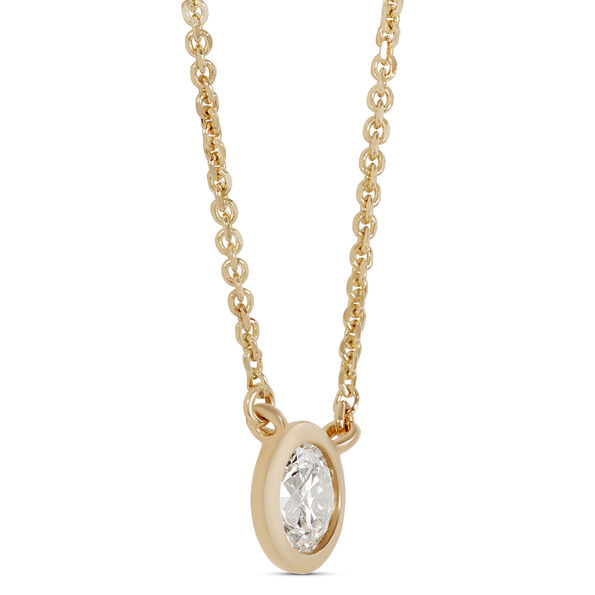 Bezel-Set Solitaire Diamond Necklace, 18K Yellow Gold