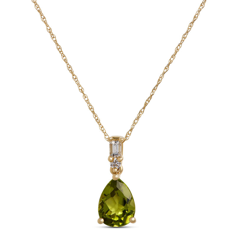 Peridot Pendant Necklace, 0.07 Carat Weight, 14K Yellow Gold image number 0