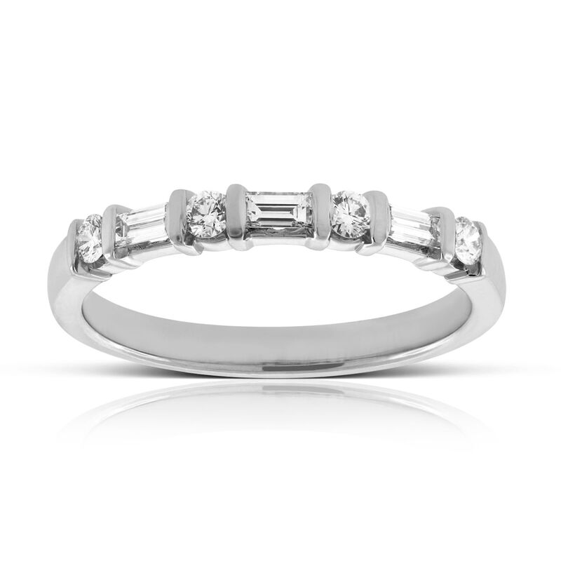 Baguette & Round Diamond Ring in Platinum, 1/3 ctw. image number 0